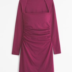 Elegant Magenta Long Sleeve Dress